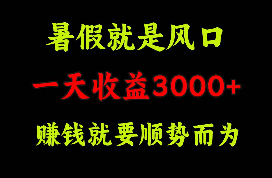 一天收益3000+ 赚钱就是顺势而为，暑假就是风口